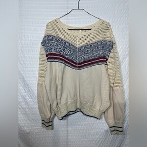 Free People Women’s Geo Party Pullover Sweater in
Ivory size XL